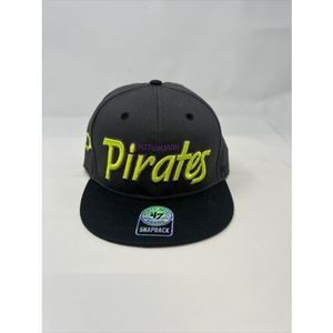 Pittsburgh Pirates ~ MLB ‘47 BRAND SnapBack Hat SEWN ball Cap Grey/neon green